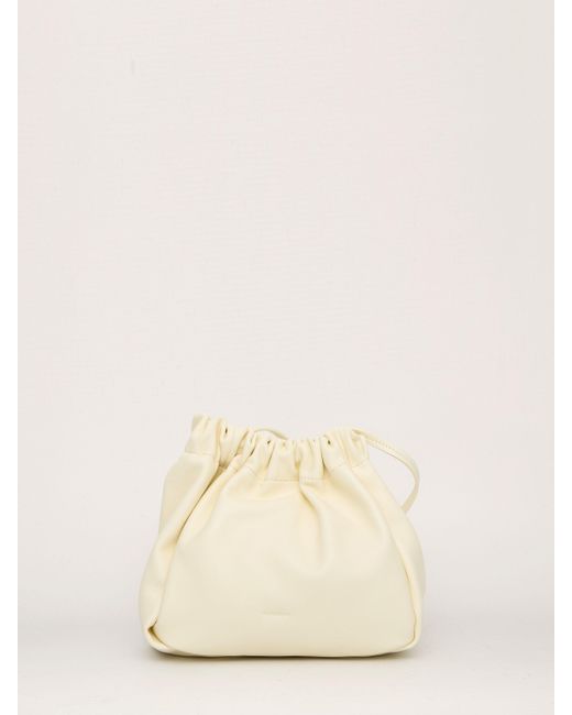 Jil Sander Leather Small Scrunch Bag in White (Natural) | Lyst
