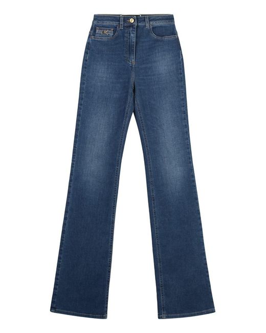 Elisabetta Franchi Blue High-Rise Flared Jeans