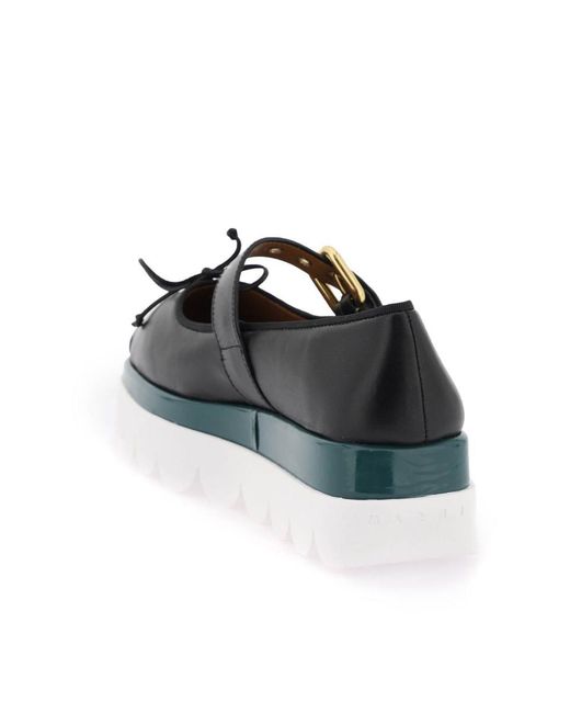 Marni Black Nappa Leather Mary Jane With Notched Sole