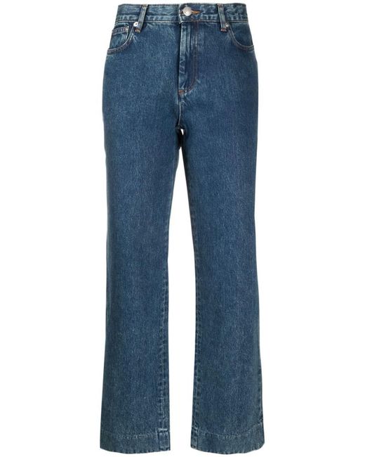 A.P.C. Blue Straight-leg Cropped Jeans