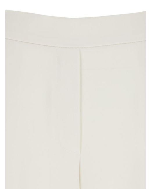 P.A.R.O.S.H. White Relaxed Fit Wide Leg Pants With Elasticated Waistband