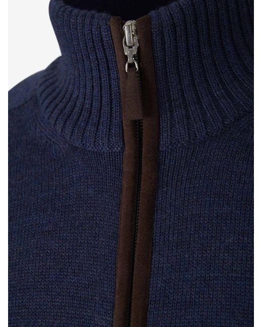 Gran Sasso Blue Wool Knitted Cardigan for men