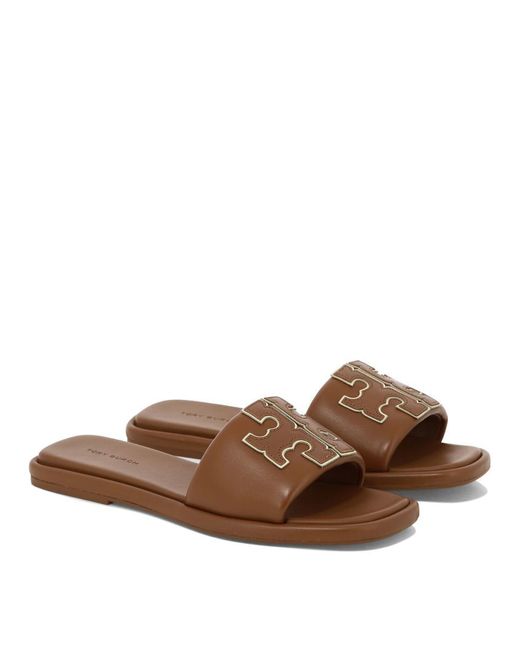 Tory Burch Brown "Double T Sport" Sandals