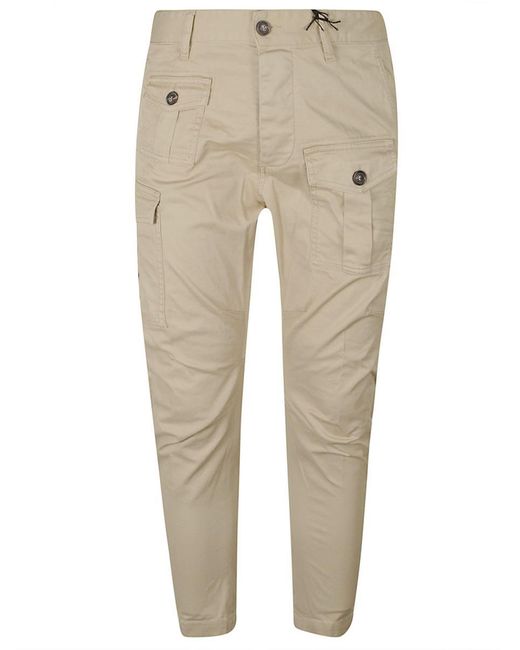 DSquared² Natural Cotton Cargo Trousers for men