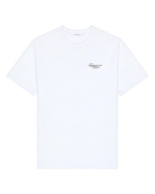 Givenchy White Stamp Print Cotton T-Shirt for men