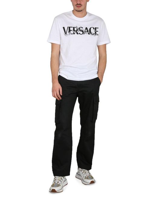 Versace White T-shirt With Baroque Logo for men