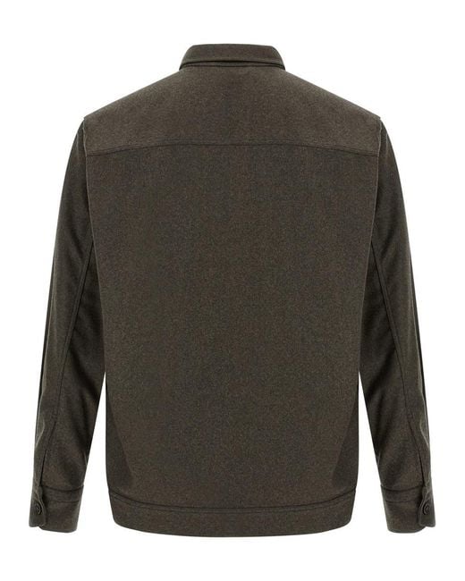 Brioni Gray Wool Cloth Overshirt for men