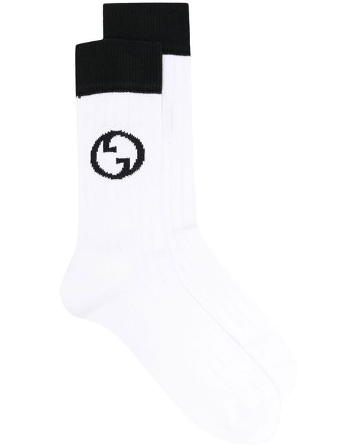 Gucci Black Interlocking G Intarsia-logo Socks for men