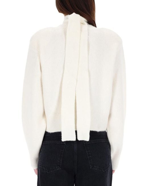 ROTATE BIRGER CHRISTENSEN White Cardigan With Scarf