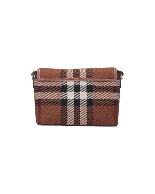 Burberry White Tartan Knitted 'note' Bag