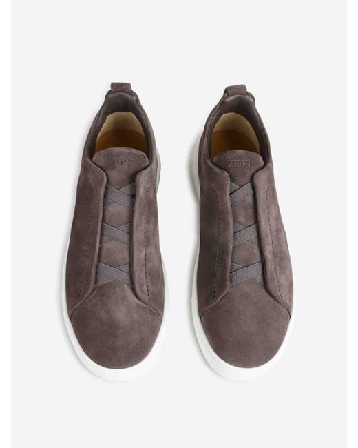 Zegna Brown Triple Stitch Shoes for men