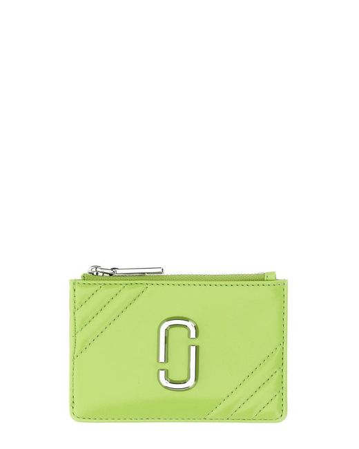Marc Jacobs Leather Wallet The Glam Shot Top Zipper Multi in Green