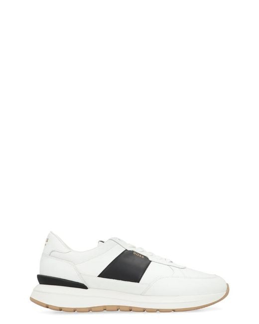 Boss White Jace Leather Low-top Sneakers for men