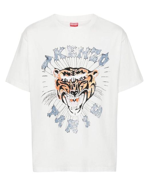 KENZO White Drawn Varsity T-Shirt for men