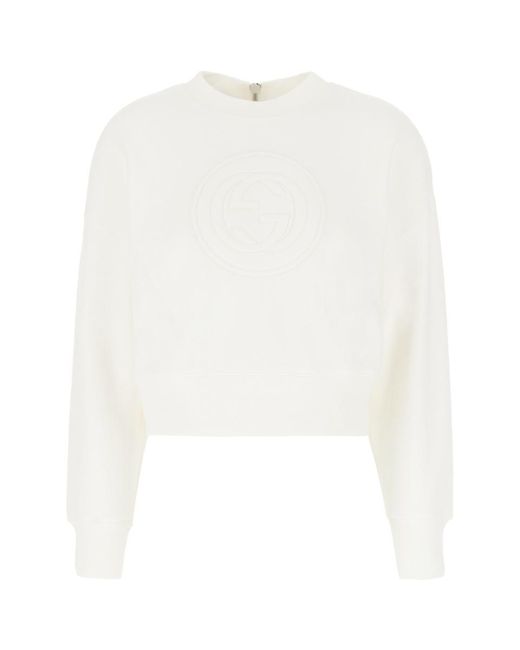 Gucci White Logo Cotton Sweatshirt