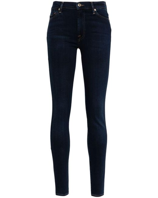 7 For All Mankind Blue Illusion High-waisted Skinny Jeans