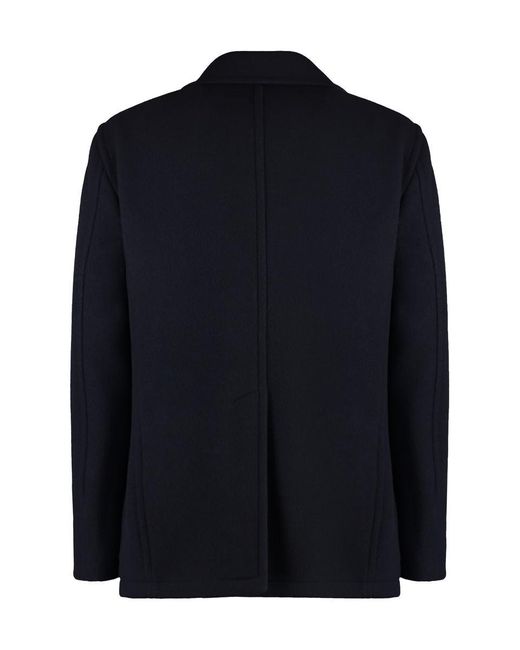 Tagliatore Blue Wool Blend Coat for men