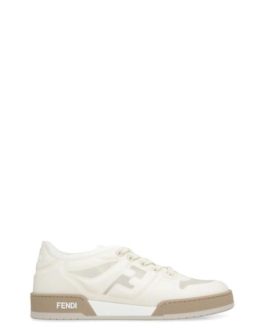 Fendi White Match Fabric Low-top Sneakers