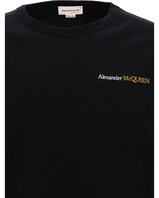 Alexander McQueen Black Embroidered T-shirt for men