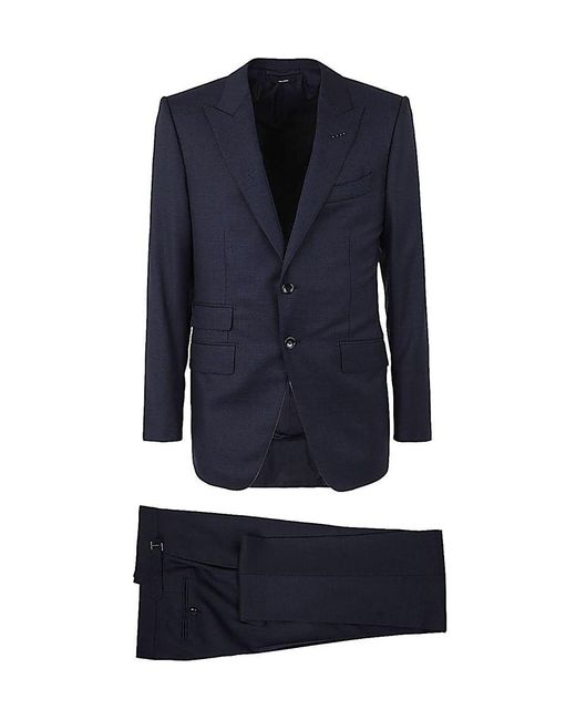 Tom Ford Blue Trouser Suit Micro Structure for men