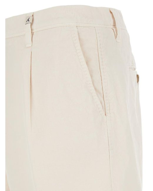Myths White Bermuda Pants With Pences And Turn-Up Hem for men