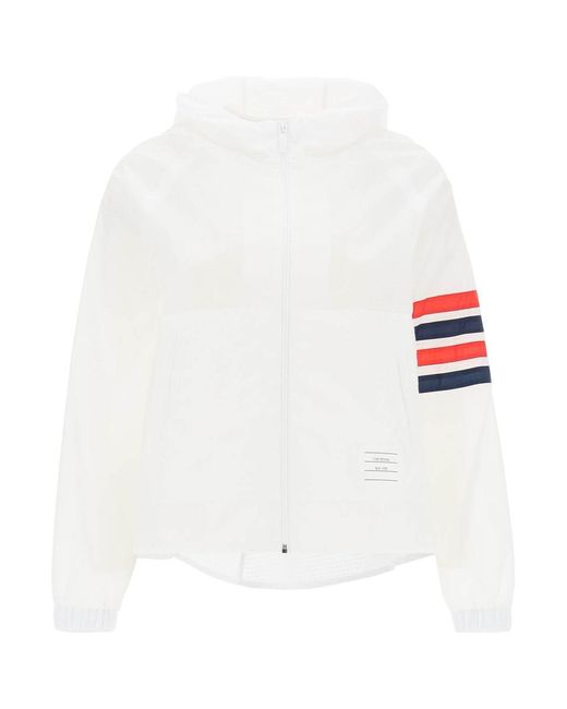 Thom Browne White 4 Bar Jacket In Ripstop