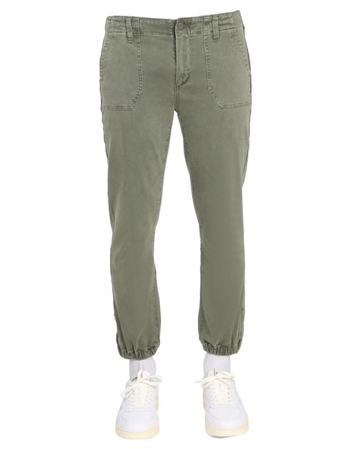 PAIGE Green Pants With Logo Patch