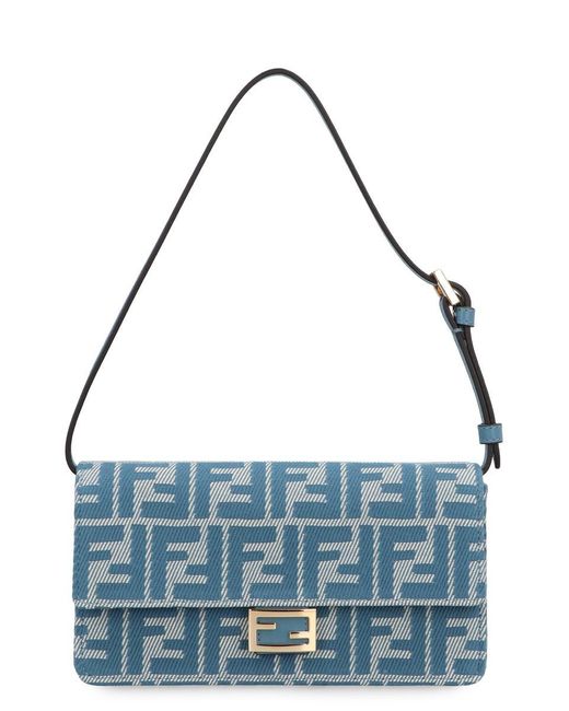 Fendi Blue Baguette Wallet On Chain
