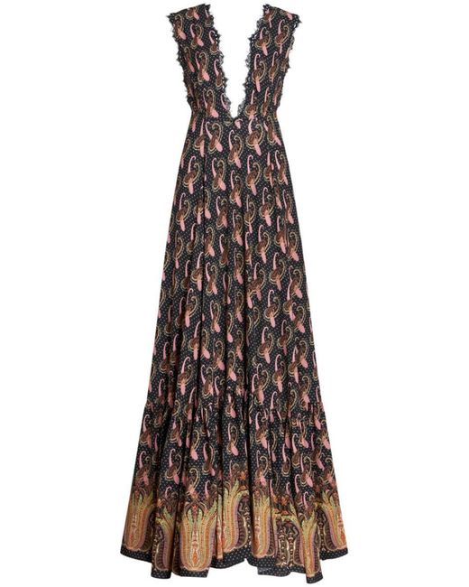 Etro Multicolor Long Dress In Stretch Sable Fabric