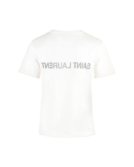 Saint Laurent White Printed Cotton T-Shirt