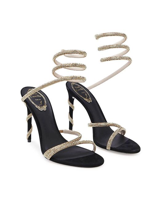 Rene Caovilla Black Margot Embellished Suede Sandals