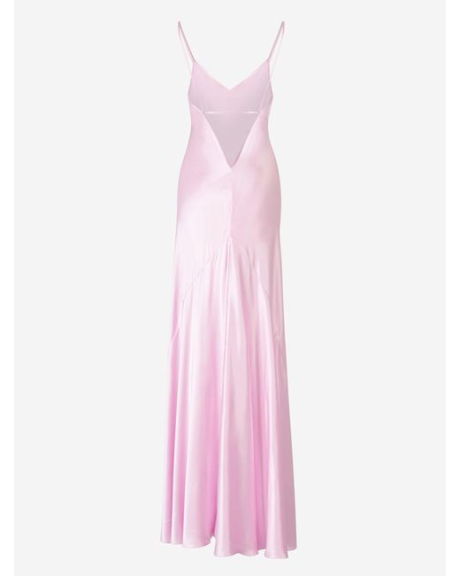 Victoria Beckham Pink Satin Maxi Dress
