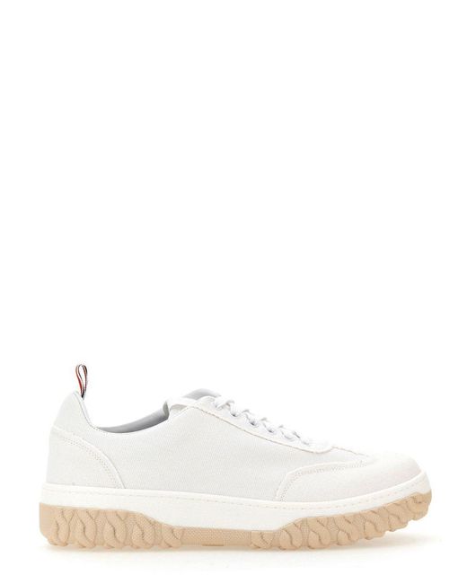 Thom Browne White Cotton Canvas Sneaker for men