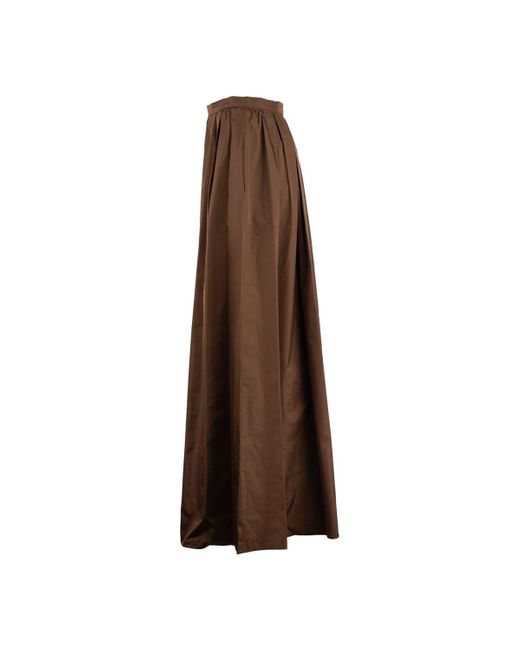 Max Mara Brown Silk Taffeta Long Skirt