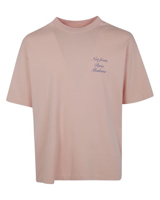 Drole de Monsieur Pink The Cursive Slogan T-Shirts for men