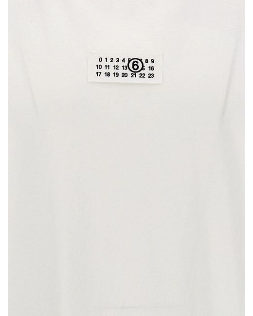MM6 by Maison Martin Margiela White T Shirt With Numeric Logo Label for men
