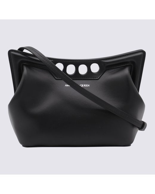Alexander McQueen Black Leather The Peak Mini Shoulder Bag