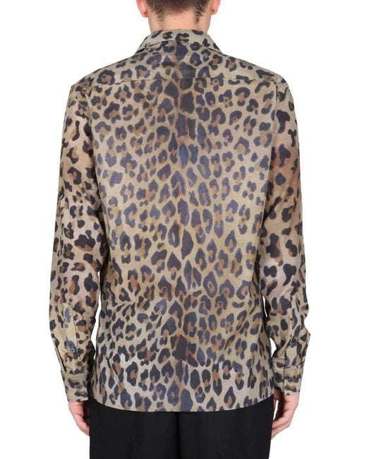 Balmain Gray Leopard Printed Pyjama Shirt for men