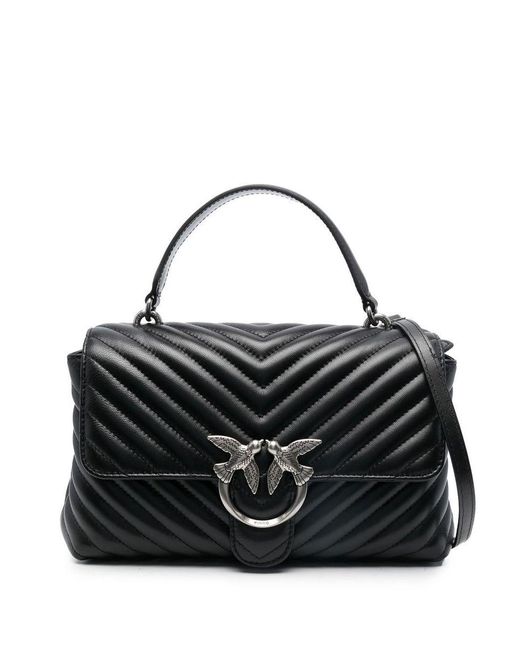 Pinko Black Love Quilted Tote Bag