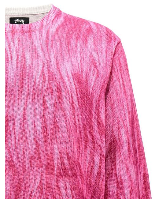 Stussy Printed Fur Sweater, Cardigans in Pink for Men | Lyst