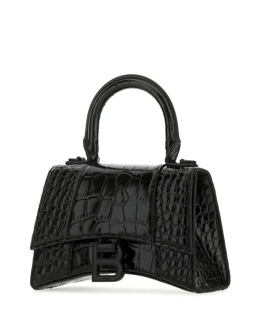 Balenciaga Black Leather Hourglass Xs Handbag