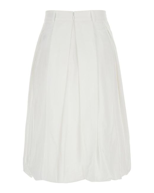 DUNST White Skirt With Balloon Design And Pleated Details