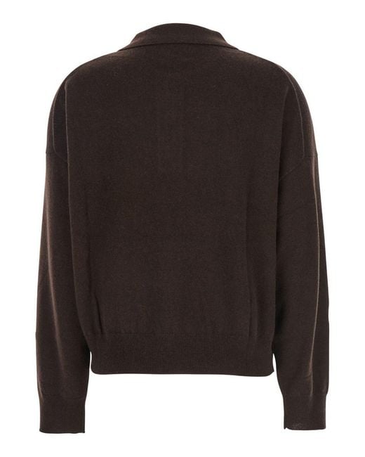 Allude Black Polo Shirt With Classic Collar And Ribbed Trims