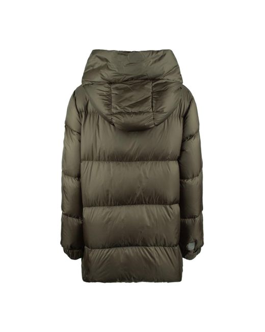 Max Mara Green Khaki Anti-Drip Canvas Down Jacket