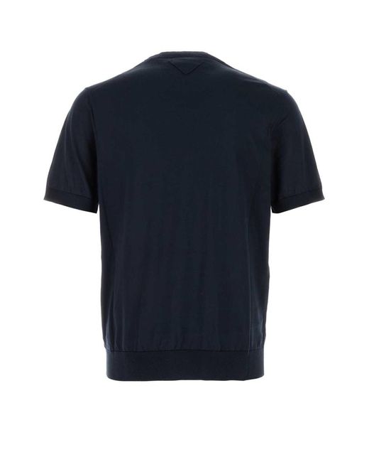 Prada Blue Silk Sweater for men