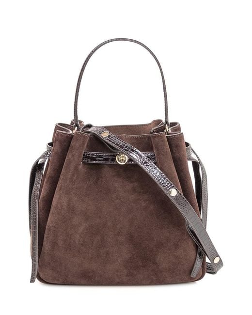 Tory Burch Brown Suede Bag With Leather Details