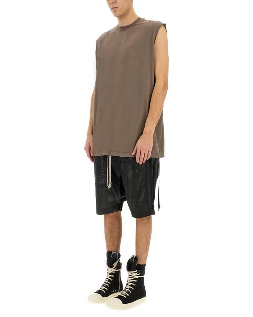 Rick Owens Natural Oversized Cotton T-Shirt With Relaxed Fit for men