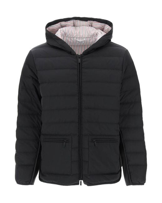 Thom Browne Black Quilted Puffer Jacket With 4 Bar Insert for men