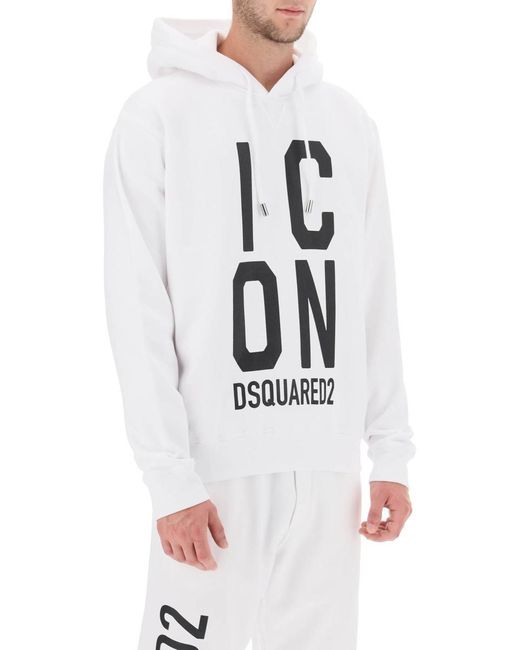 DSquared² White 'icon Squared' Cool Fit Hoodie With Logo Print for men