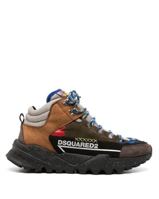 DSquared² Brown Panelled Hiking Boots for men